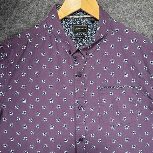 7Diamonds Artists Only Shirt Mens L Purple Floral Geometric Performance Stretch
